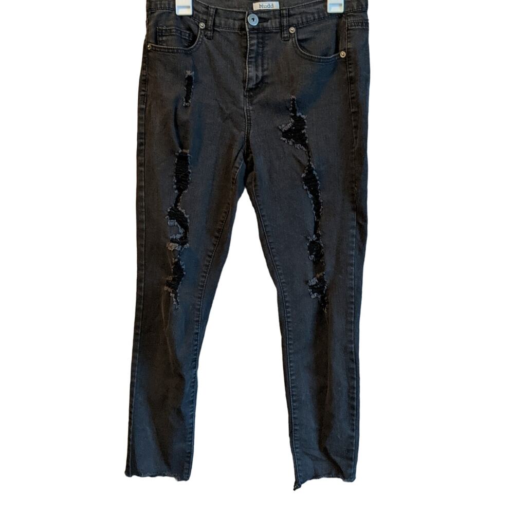 Mudd Black Distressed Ripped Cropped Skinny Jeans Size 11